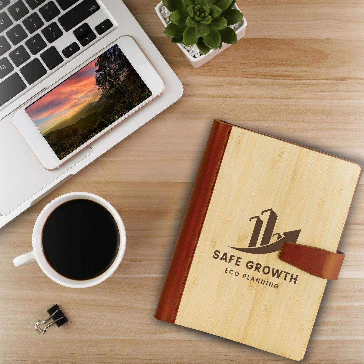 Bamboo & PU Personalized Planner
