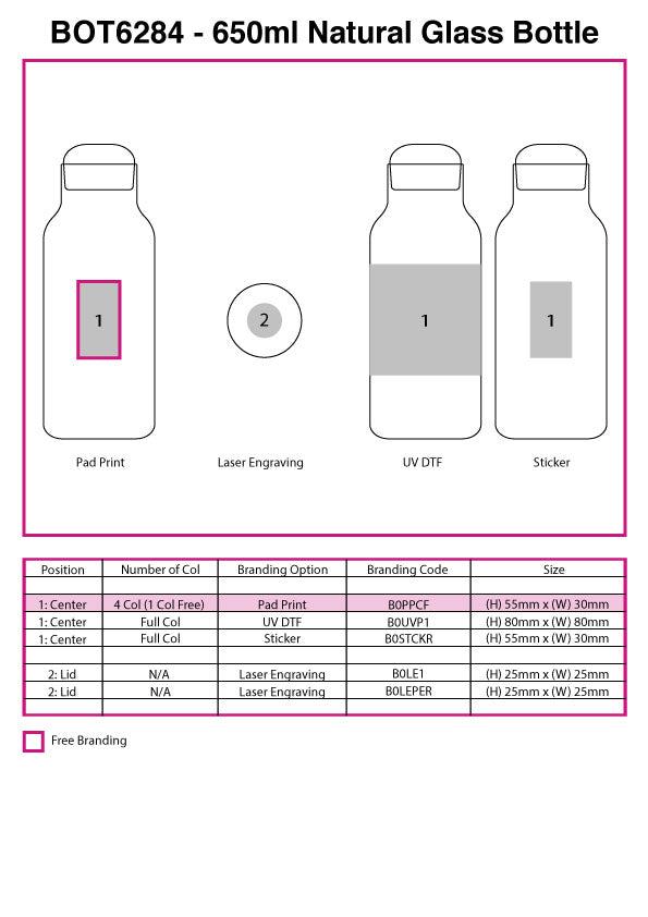 650ml Natural Glass Bottle
