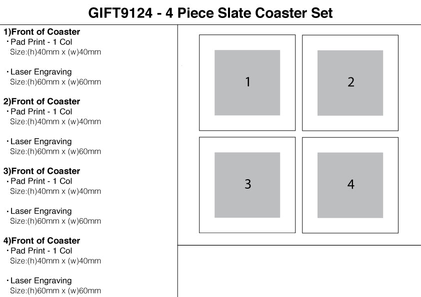 4 Piece Slate Coaster Set